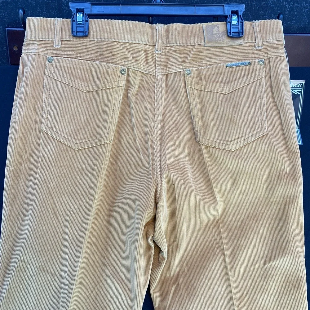 Vtg Brittania Tan Brown Corduroy Pants Slacks 36 Long Flare NWT Raw Hem 2482-8